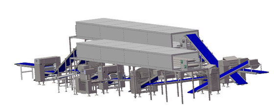 Mua Dòng máy làm mỏng bột tự động với 2 đường hầm đông lạnh cho bánh ngọt và bánh croissant sản xuất trực tuyến