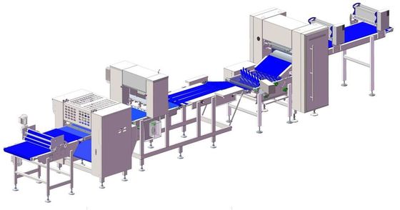 Mua Dây chuyền trang điểm bánh sừng bò / bánh sừng bò có nhân hoặc không nhân với công suất 10000 chiếc / giờ và trọng lượng 25g ~ 80gr sản xuất trực tuyến